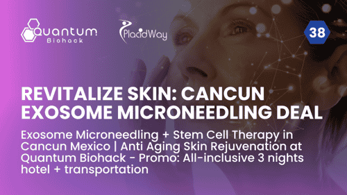 Exosome Microneedling + Stem Cell Therapy in Cancun Mexico | Anti Aging Skin Rejuvenation at Quantum Biohack - Promo: All-inclusive 3 nights hotel + transportation 