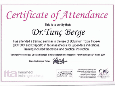 Bergedent Certificate of Attendance