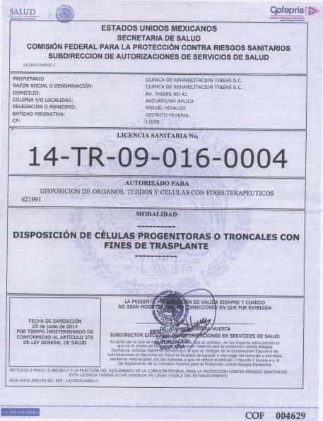 MexStemCells Clinic certificates and awards