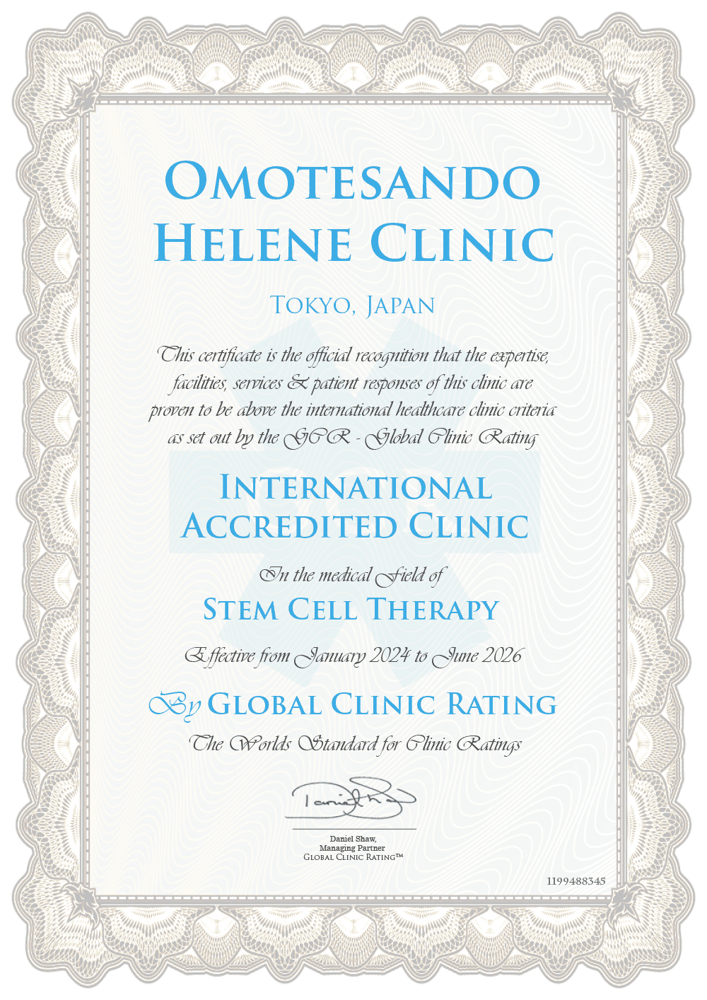 Helene Clinic Certificate