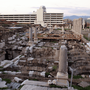 Ruins of temple in Agora Izmir Turkey