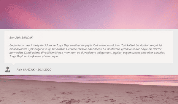 Neurosurgery in Turkey | Assoc. Prof. Dr. Tolga Turan DÜNDAR Testimonials