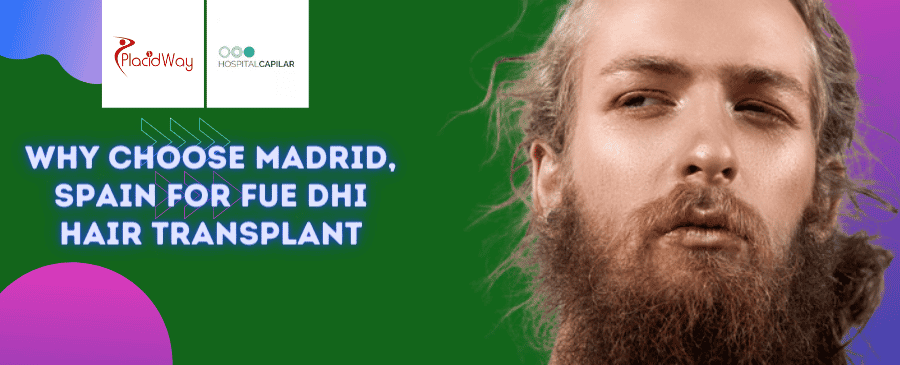 Paquete de trasplante capilar FUE DHI en Madrid, España, por Hospital Capilar
