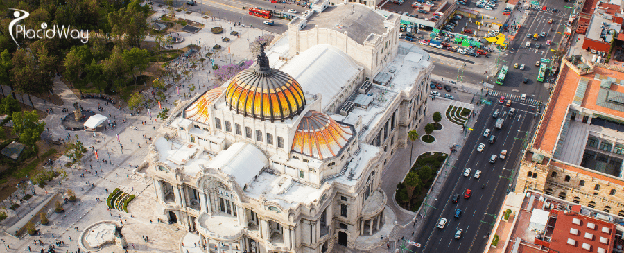 Aerial View of Mexico City Palace of Fine Arts - Bellas Artes Aerial View of Mexico City Palace of Fine Arts - Bellas Artes