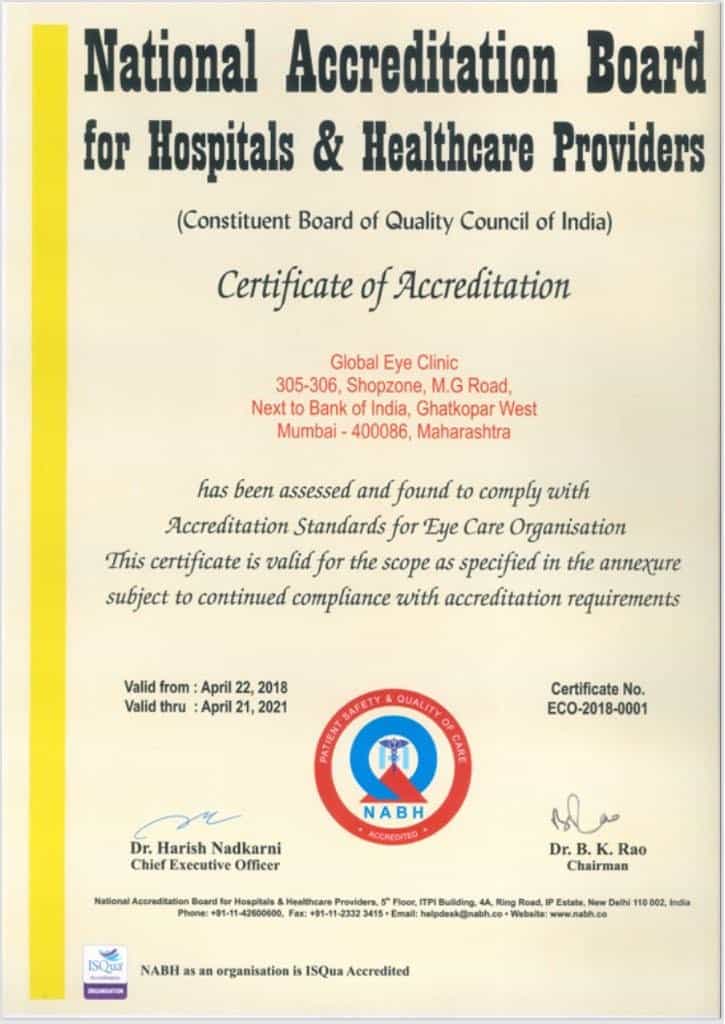 Сертификат Глобальной Глазной Клиники