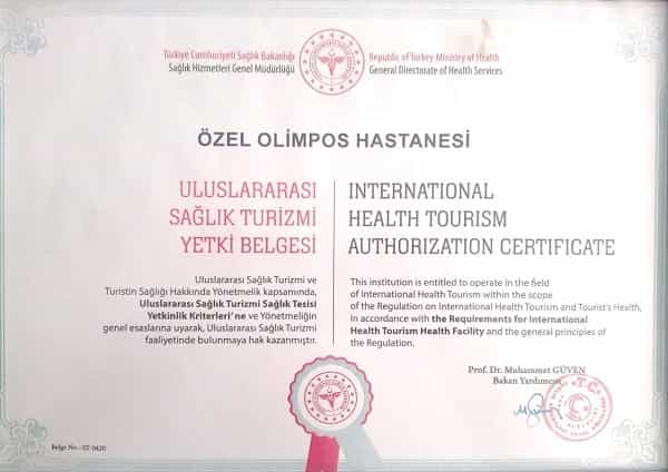 Hospital privado Olympos en Antalya, Turquía. Premio.