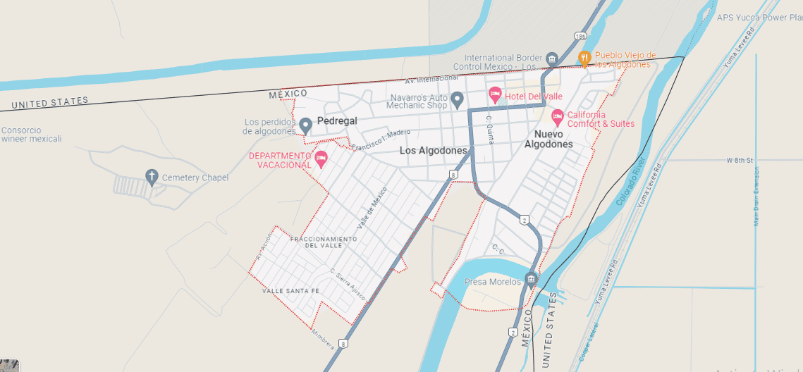 Los Algodones Map