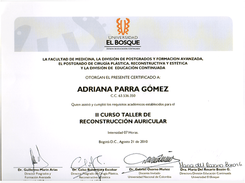 Certificado Universidad El Bosque