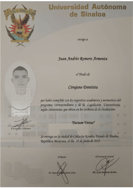 Certificado arreglando sonrisas