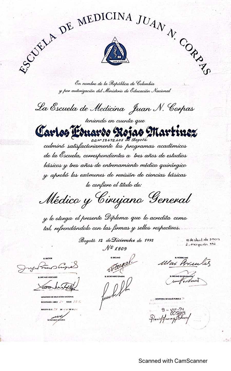 Certificado Kyron de células madre