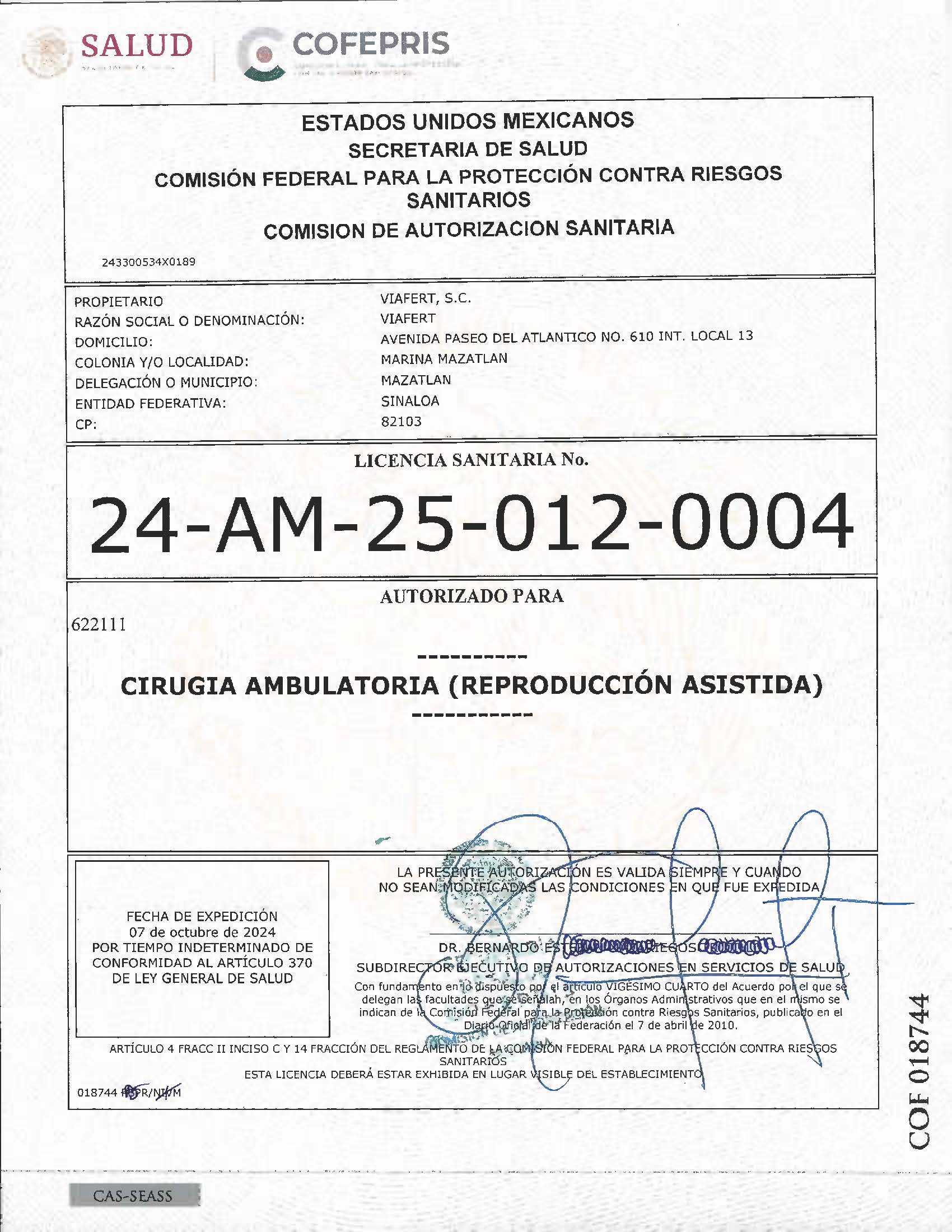 Certificado ViaFERT Mazatlán