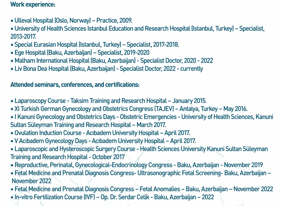 Сертификат доктора Севиндж Сардарли