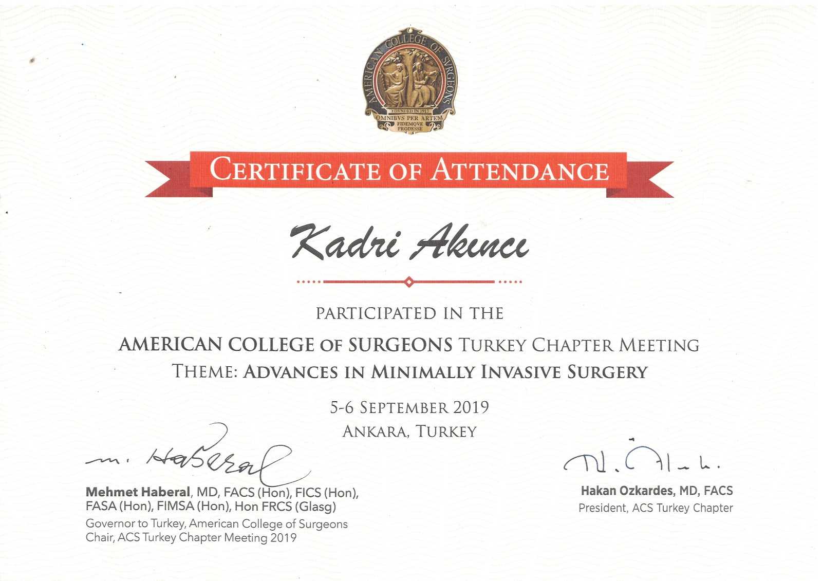 Dr. Kadri Sertifikası