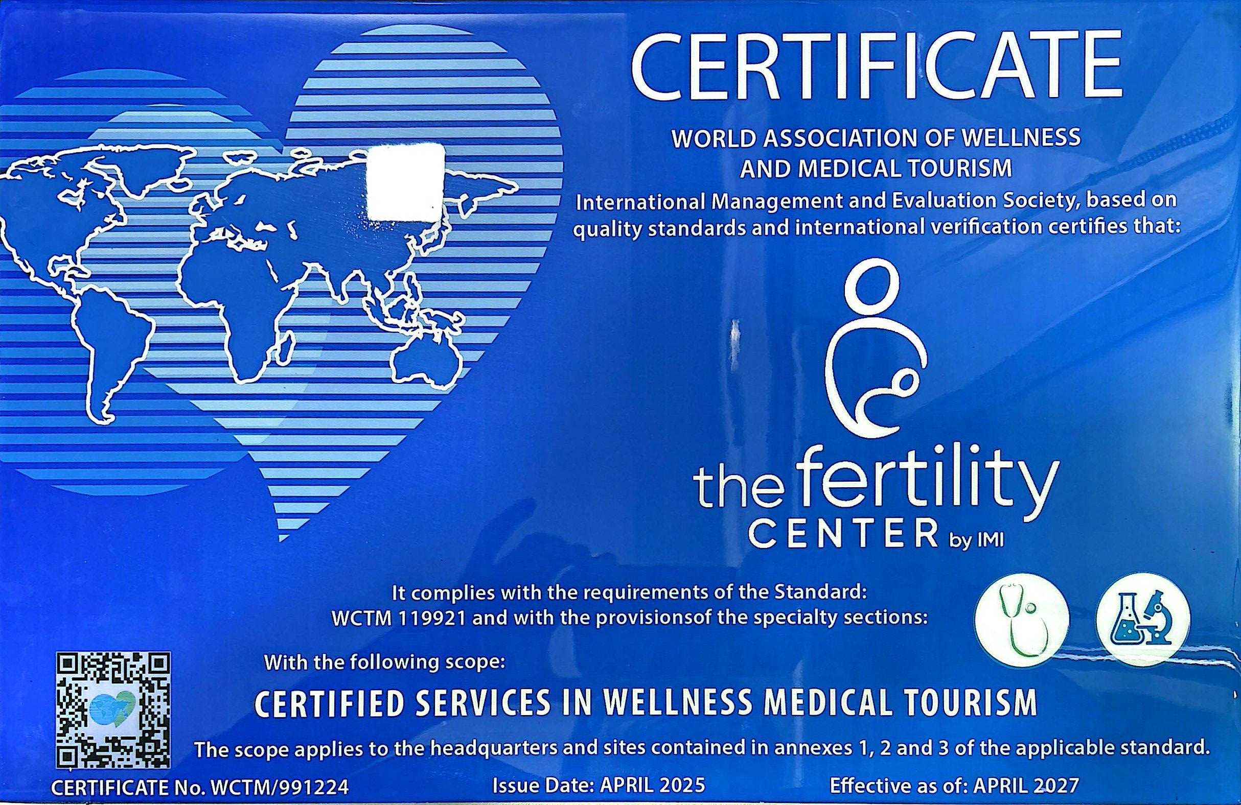 The Fertility Center Mexico Certificate