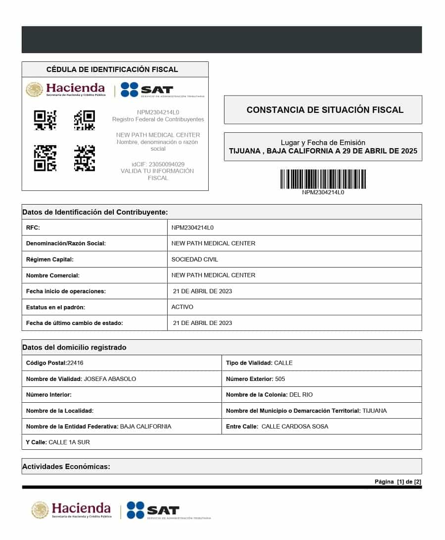 Certificación de Ibogaína New Path 1