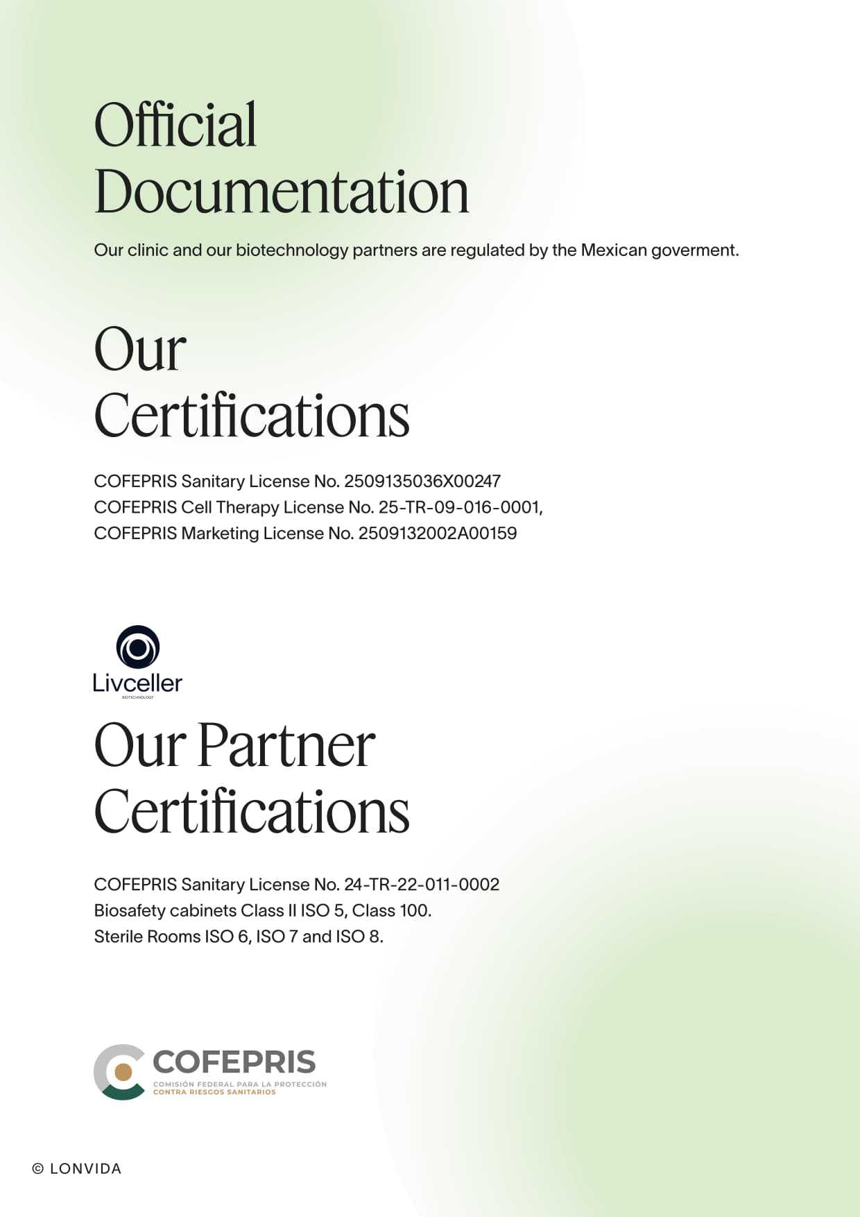 Lonvida Stem Cell Treatment in Mexico City Certificate