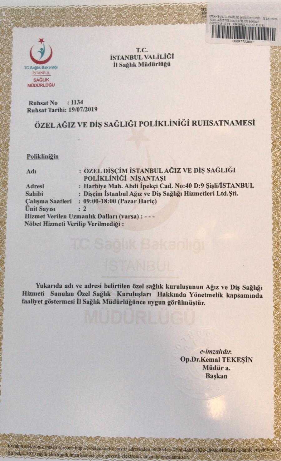 Certificado de la Clínica YEG