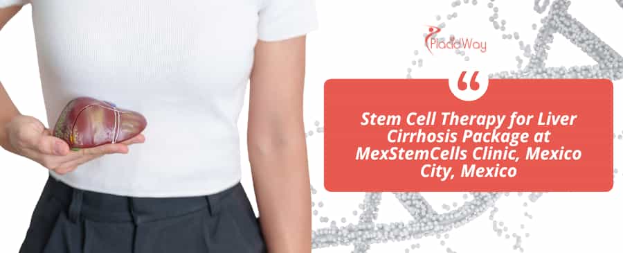 Paquete de terapia con células madre para la cirrosis hepática en la clínica MexStemCells, Ciudad de México, México.