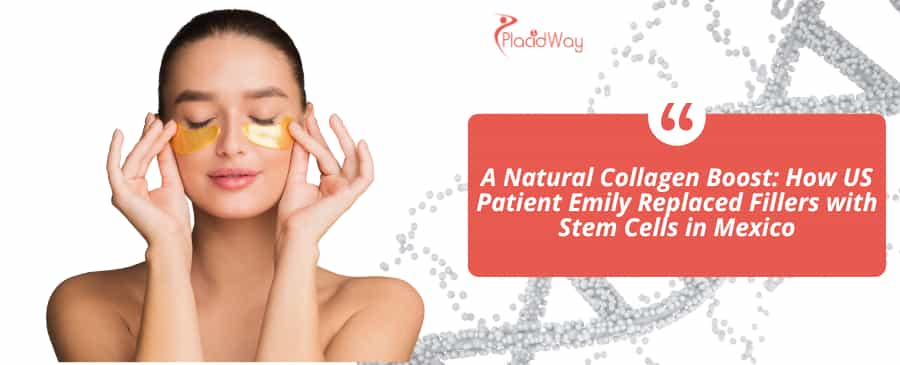 Young women applies golden collagen