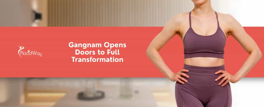 What is the total expense for an upper body lift (arms + chest + back) in Gangnam?