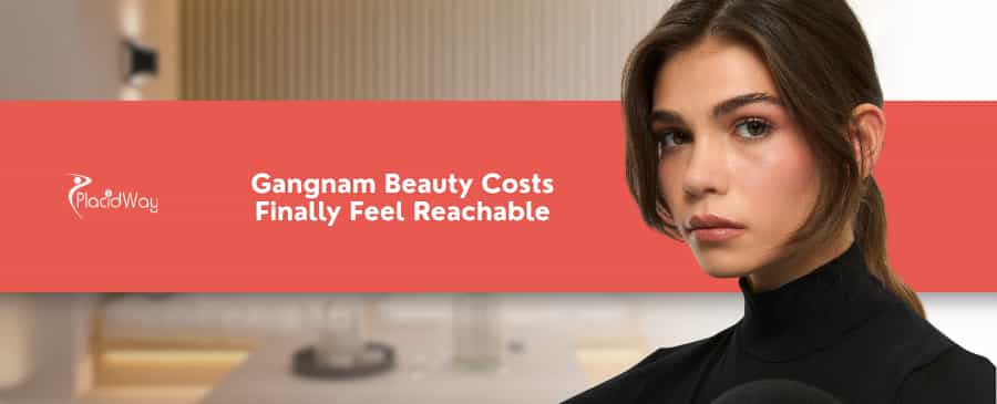 What is the average surgical fee for a forehead lift (brow lift) in Gangnam?
