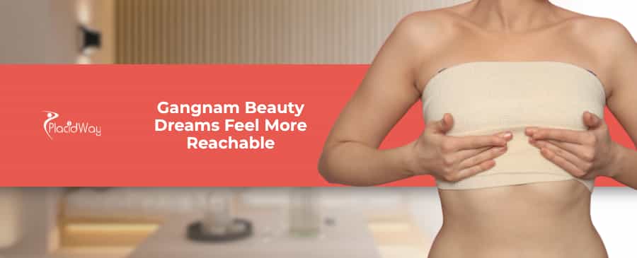 What is the average cost for breast augmentation with silicone implants in Gangnam?