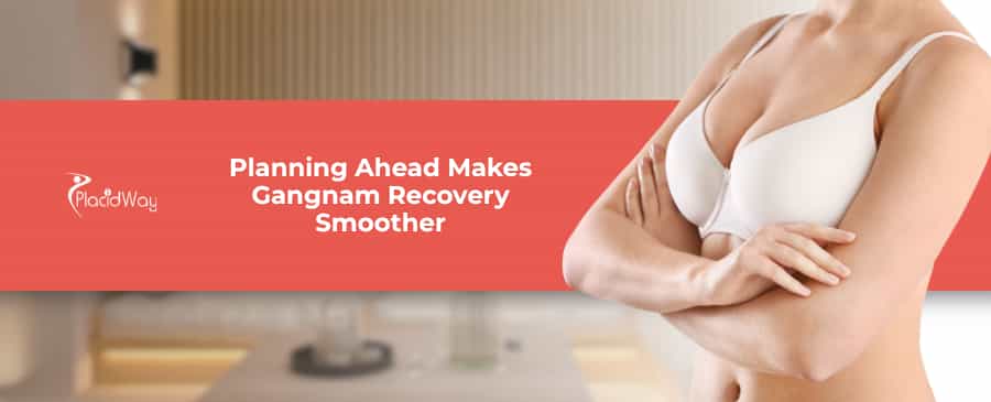What documents and arrangements are needed for overseas patients getting breast implants in Gangnam?