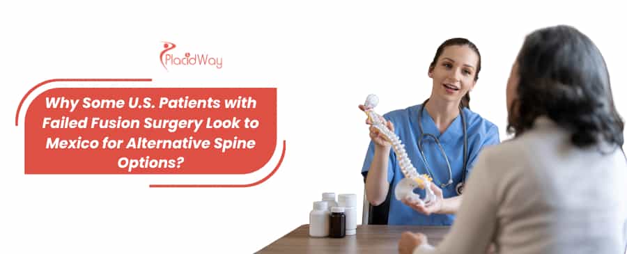 Doctor explains patient with Spine skeleton