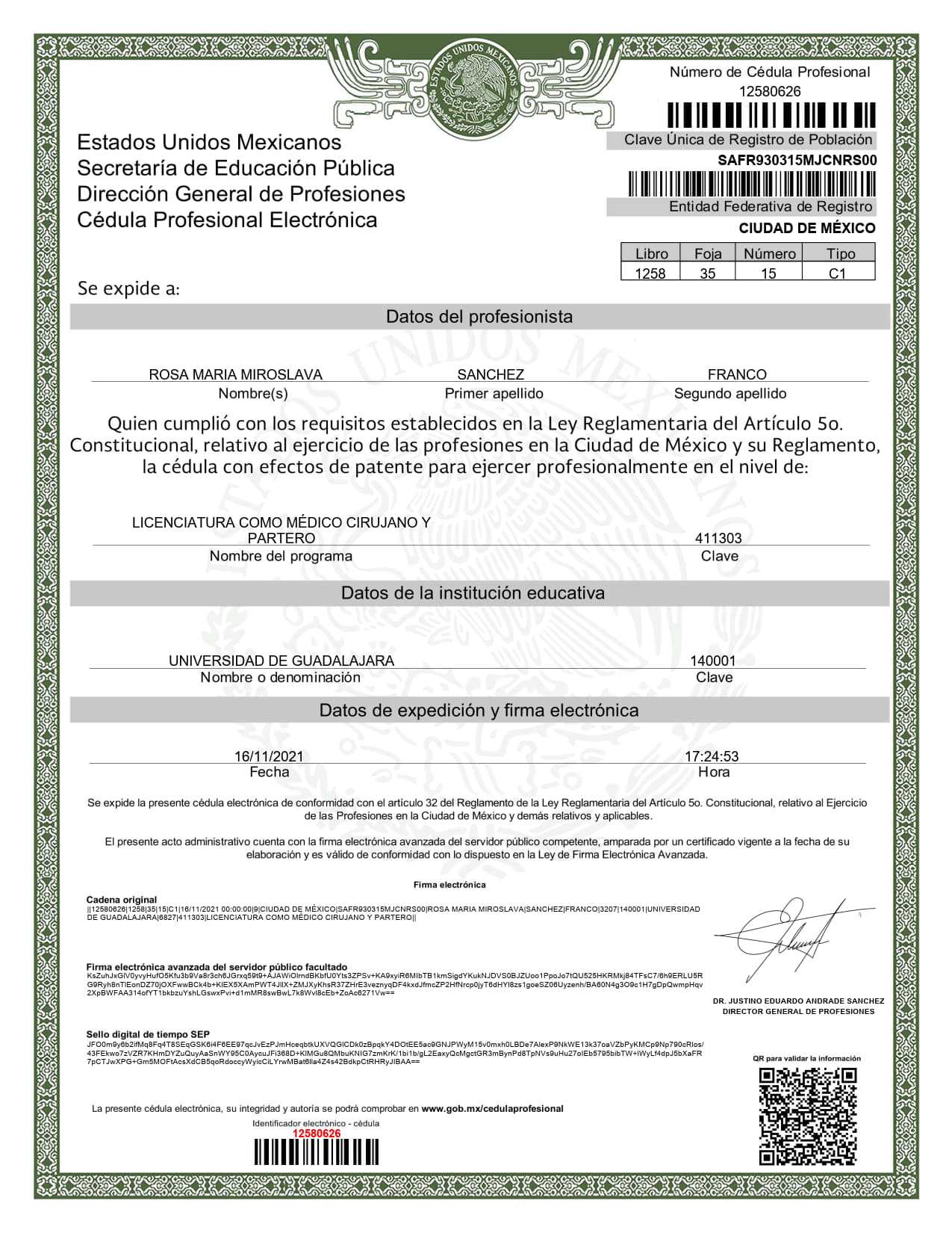 Qualifications of Dr. Miroslava S. Franco, Orthopedic Surgeon in Tijuana Mexico