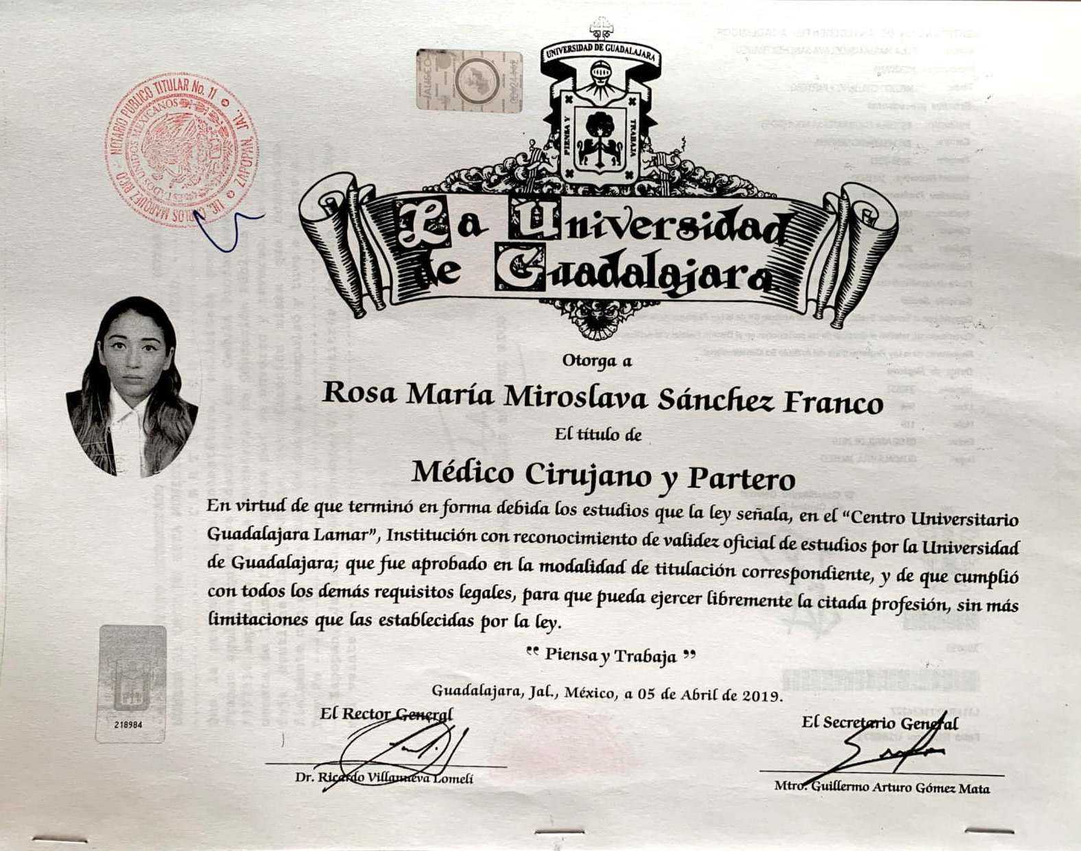 Academic Background and Certifications of Orthopedic Surgeon in Tijuana Mexico Dr. Miroslava S. Franco