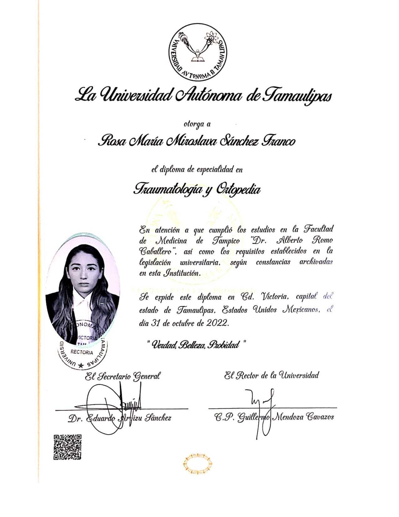 Specialized Training and Credentials of Dr. Miroslava S. Franco in Tijuana Mexico