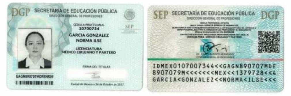 Professional Medical License (Cédula Profesional)