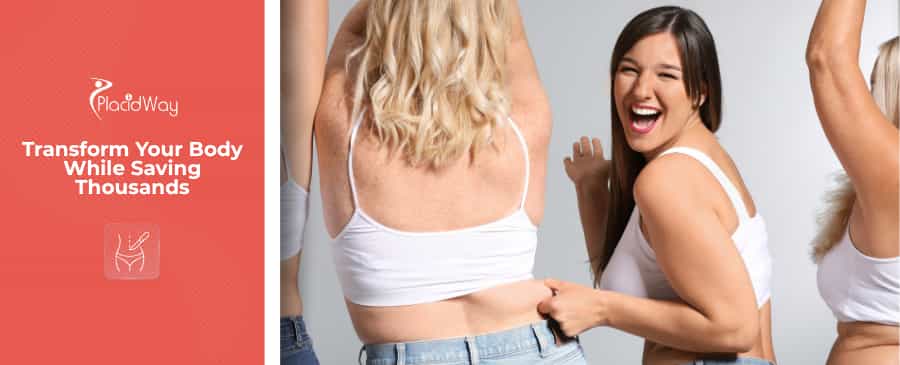 Women pinchs another woman body