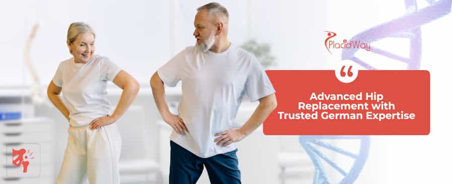 Happy old couple doing hip movement