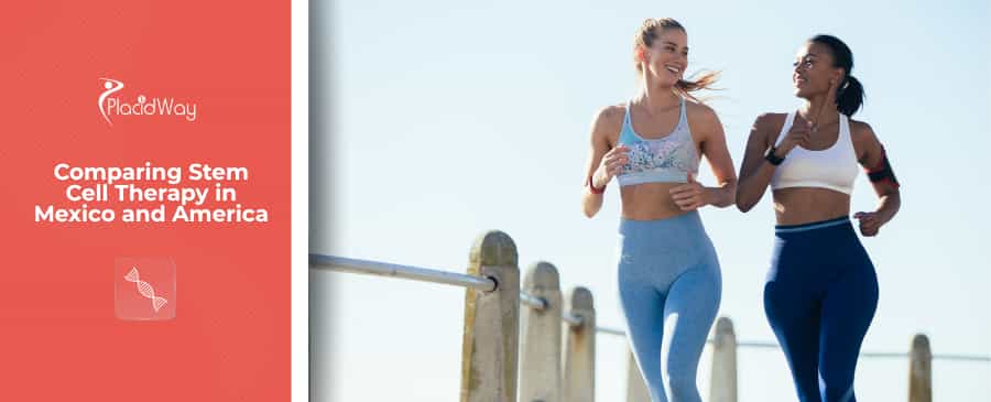 Two women jogs in the field