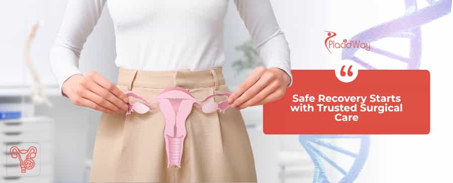 Women shows Uterus model