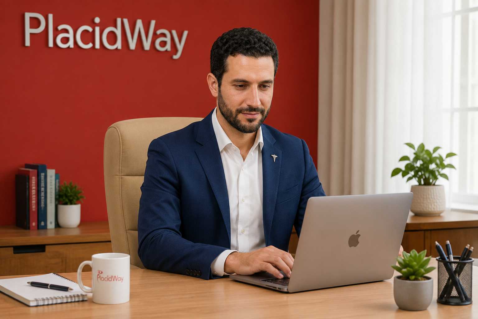 Hector Vela working at PlacidWay — writing and researching medical tourism content