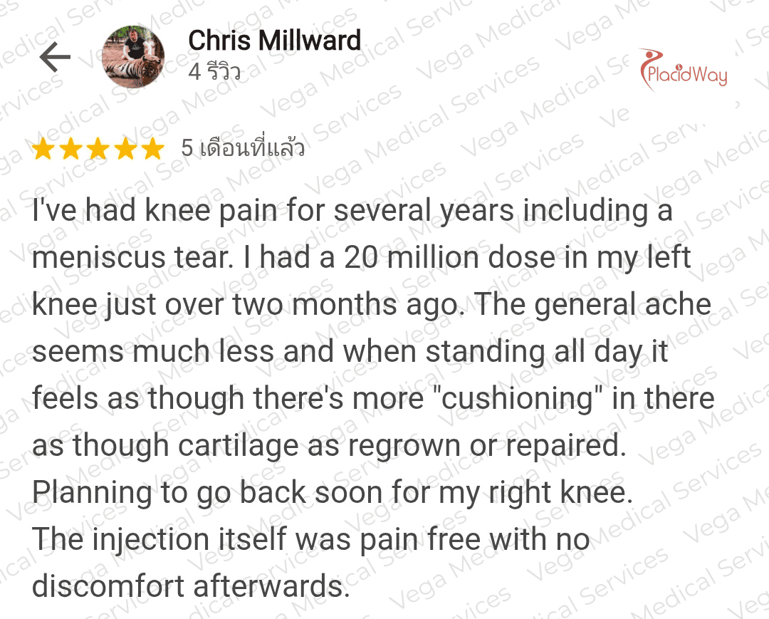 Stem Cells for Osteoarthritis in Bangkok Vega Clinic Feedback