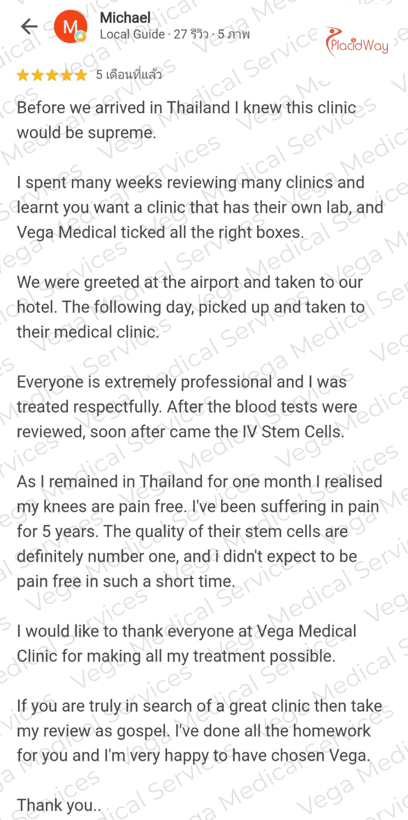 Stem Cells for Osteoarthritis in Bangkok Vega Patient Story