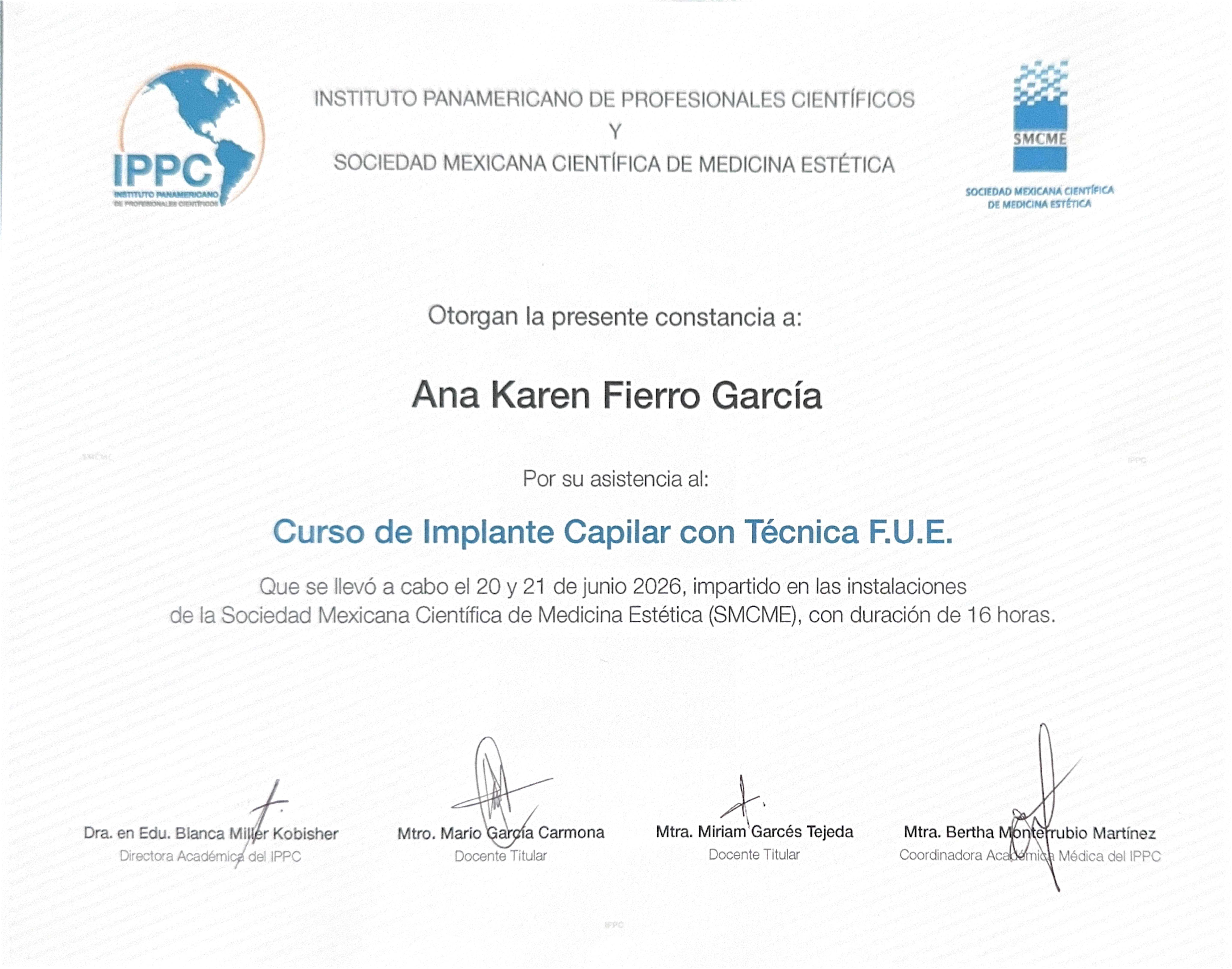 Hair in 1 Day Accreditation Certificate