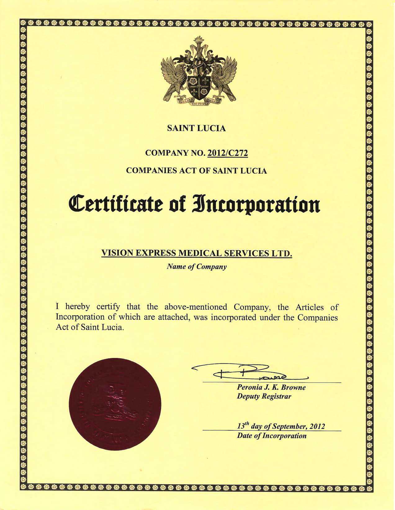 V.E. Medical Official Certificate