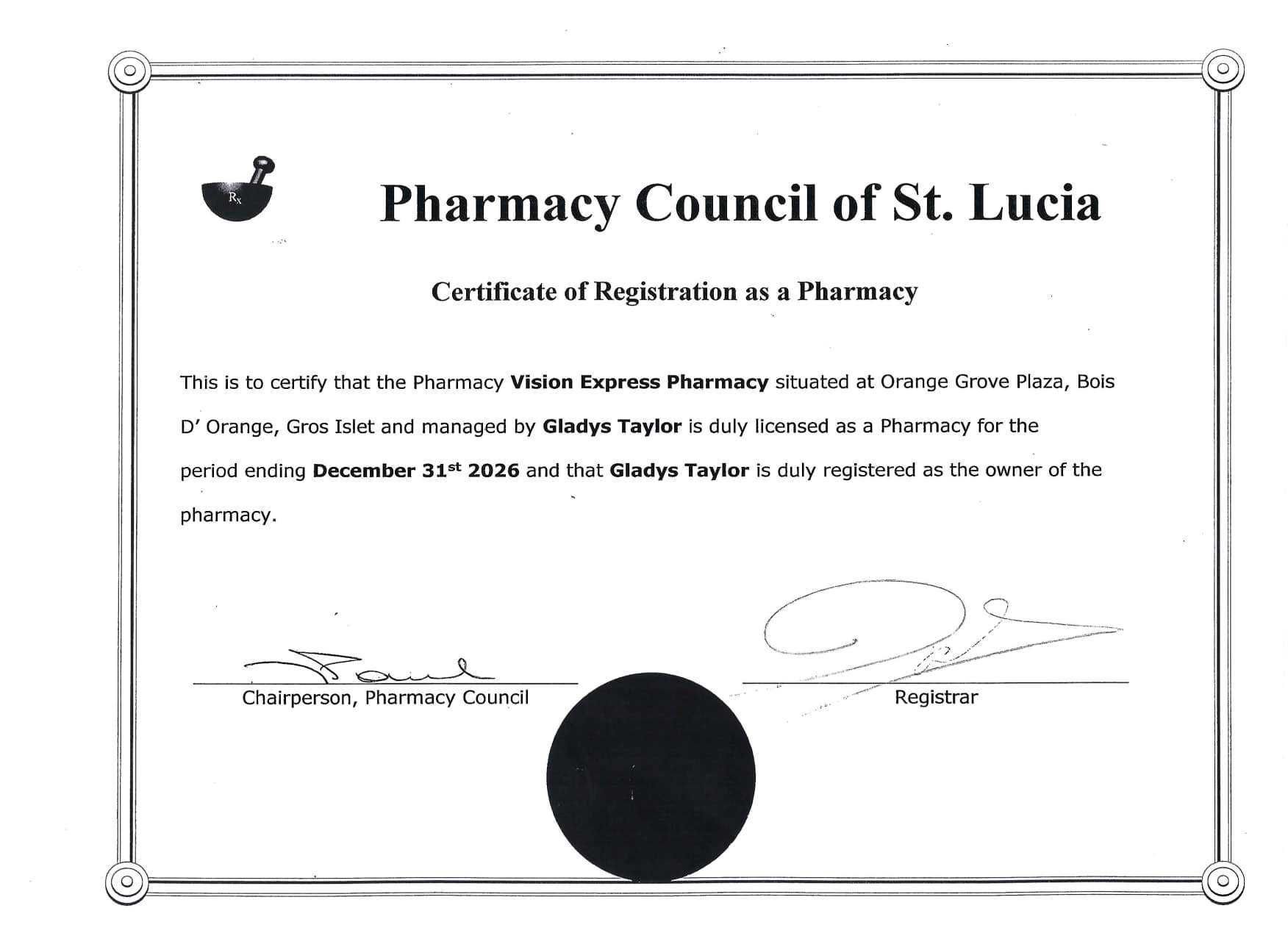 V.E. Medical Official Certificate