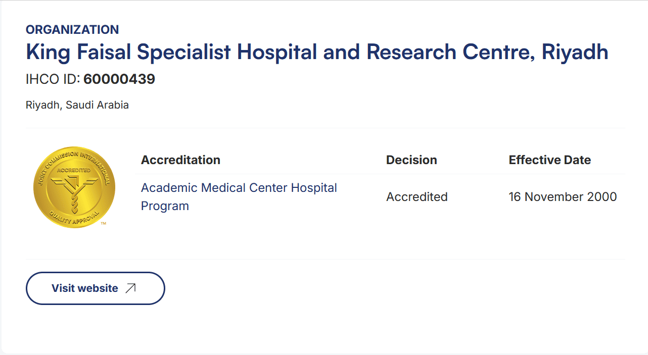 KFSH&RC Riyadh Facilities Accreditation