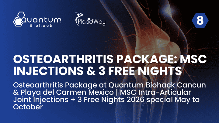 Osteoarthritis Package at Quantum Biohack Cancun & Playa del Carmen Mexico | MSC Intra-Articular Joint Injections + 3 Free Nights 2026 special May to October