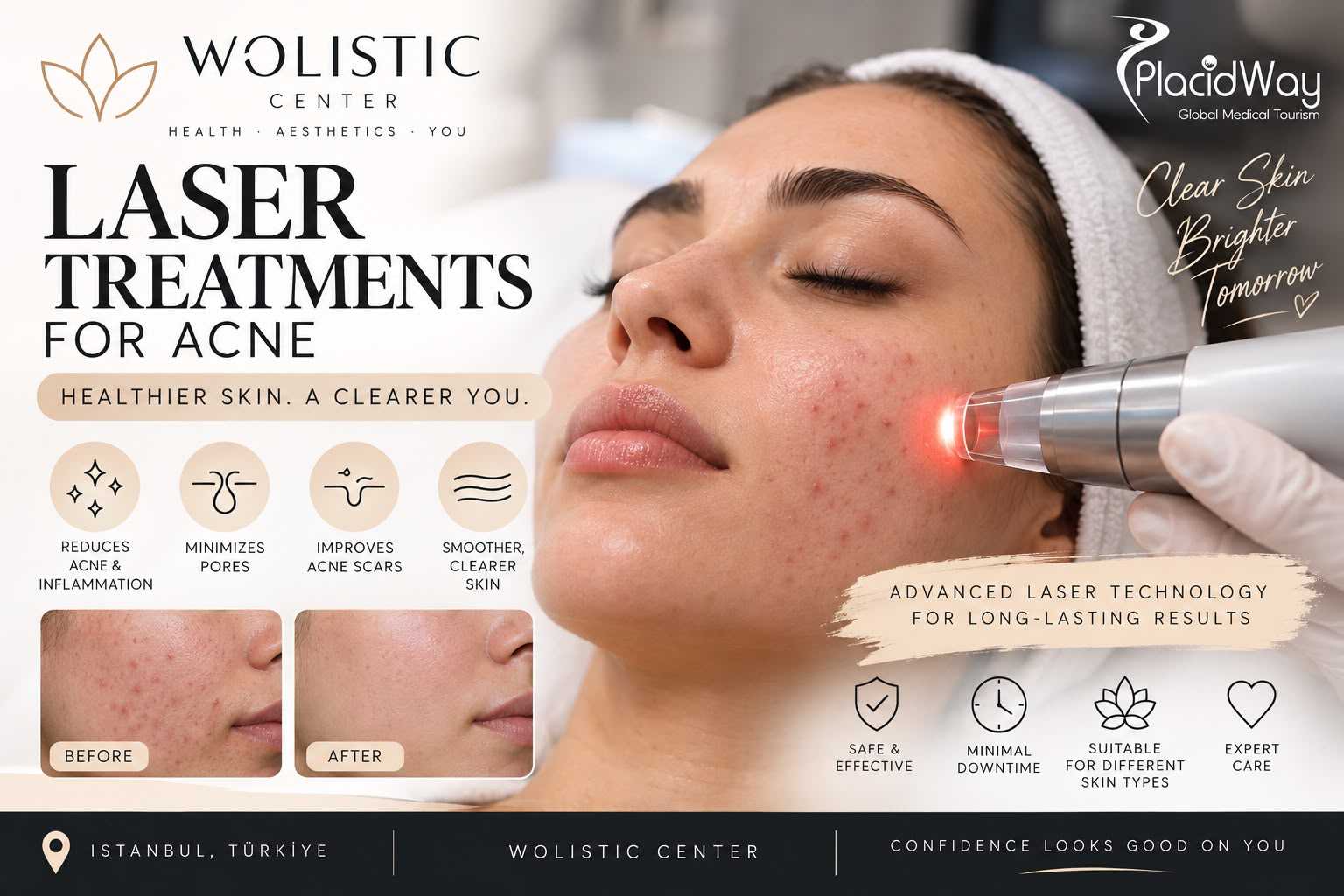 Laser Treatments for Acne Package at Wolistic Center - Aesthetic & Wellness Clinic in Istanbul Turkey, Istanbul, Turkey