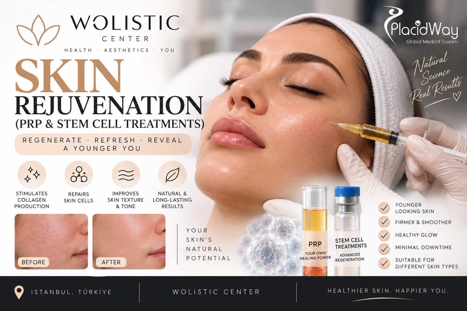 Skin Rejuvenation (PRP and Stem Cell Treatments) Package at Wolistic Center - Aesthetic & Wellness Clinic in Istanbul Turkey, Istanbul, Turkey