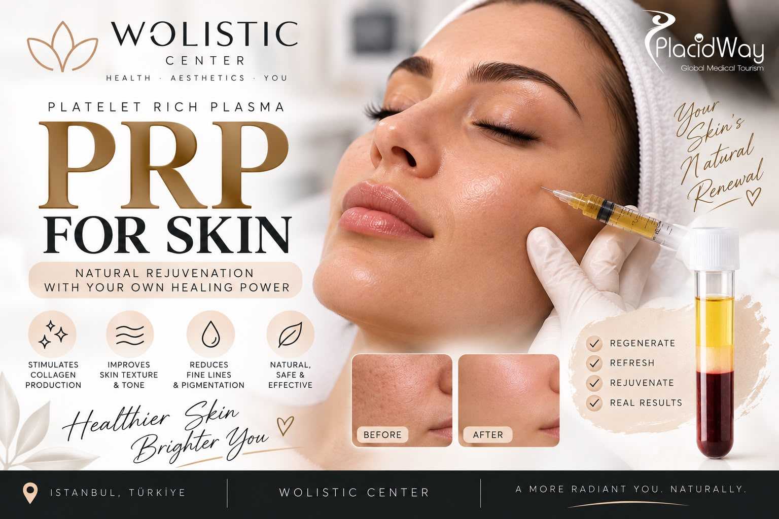 Platelet Rich Plasma PRP for Skin Package at Wolistic Center - Aesthetic & Wellness Clinic in Istanbul Turkey, Istanbul, Turkey