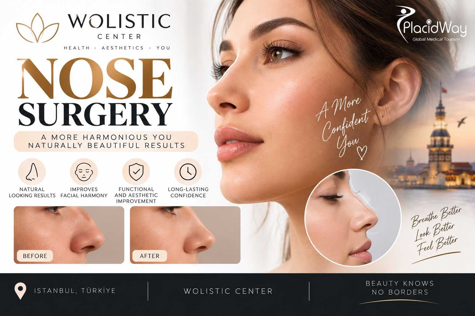 Nose Surgery Rhinoplasty Package at Wolistic Center - Aesthetic & Wellness Clinic in Istanbul Turkey, Istanbul, Turkey