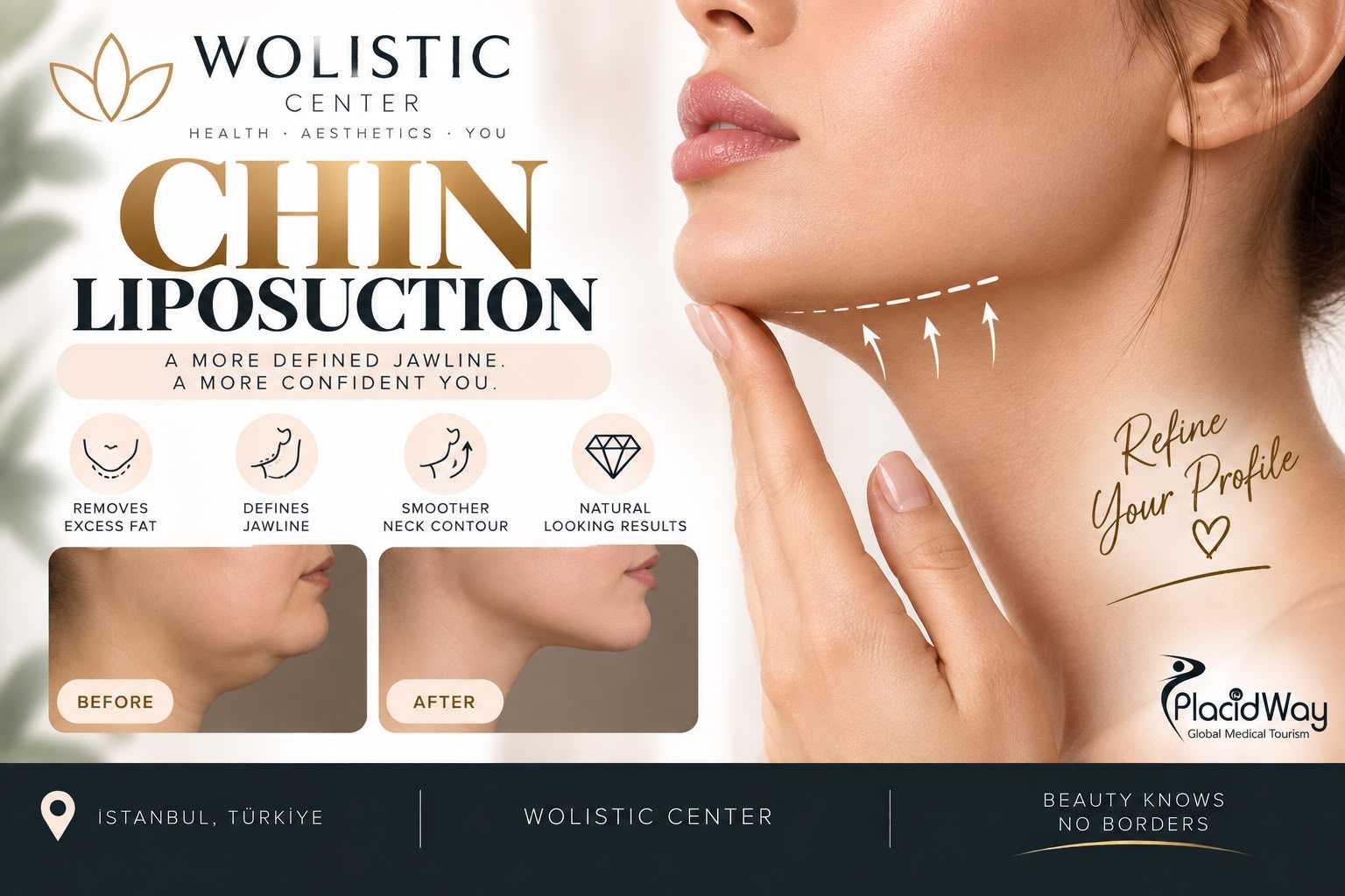 Chin Liposuction Package at Wolistic Center - Aesthetic & Wellness Clinic in Istanbul Turkey, Istanbul, Turkey