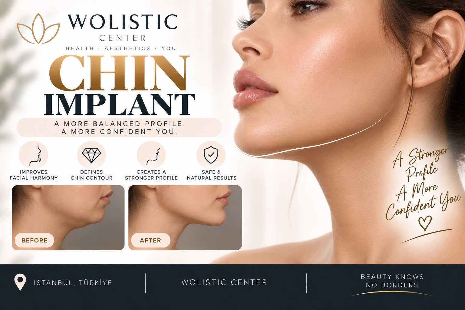 Chin Implant Package at Wolistic Center - Aesthetic & Wellness Clinic in Istanbul Turkey, Istanbul, Turkey
